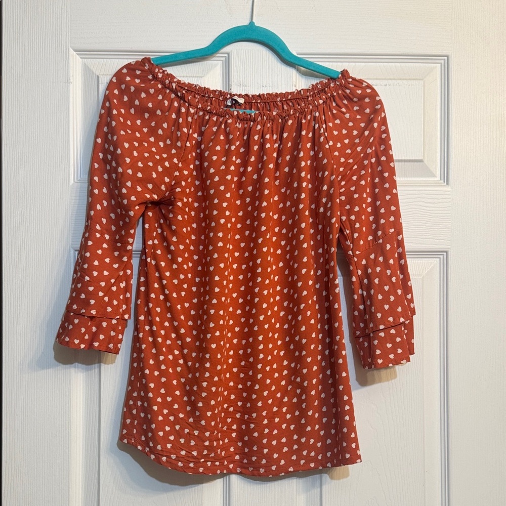 Chic Rust Off-Shoulder Blouse